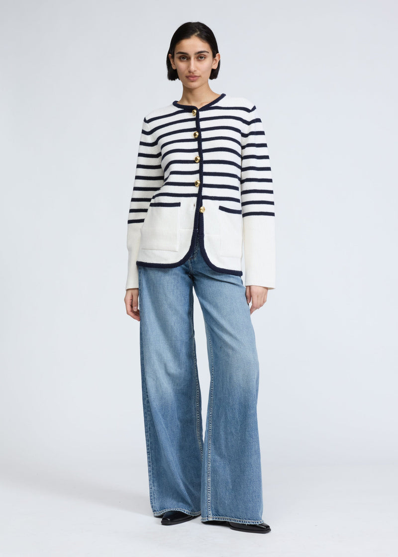 Nancy Long Stripe Cardigan-Sweaters-Uniquities