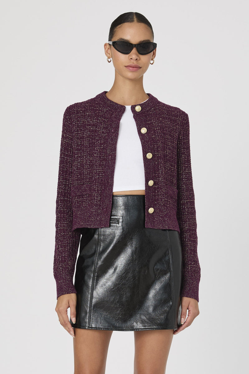 Lurex Tweed Knit Cardigan-Sweaters-Uniquities