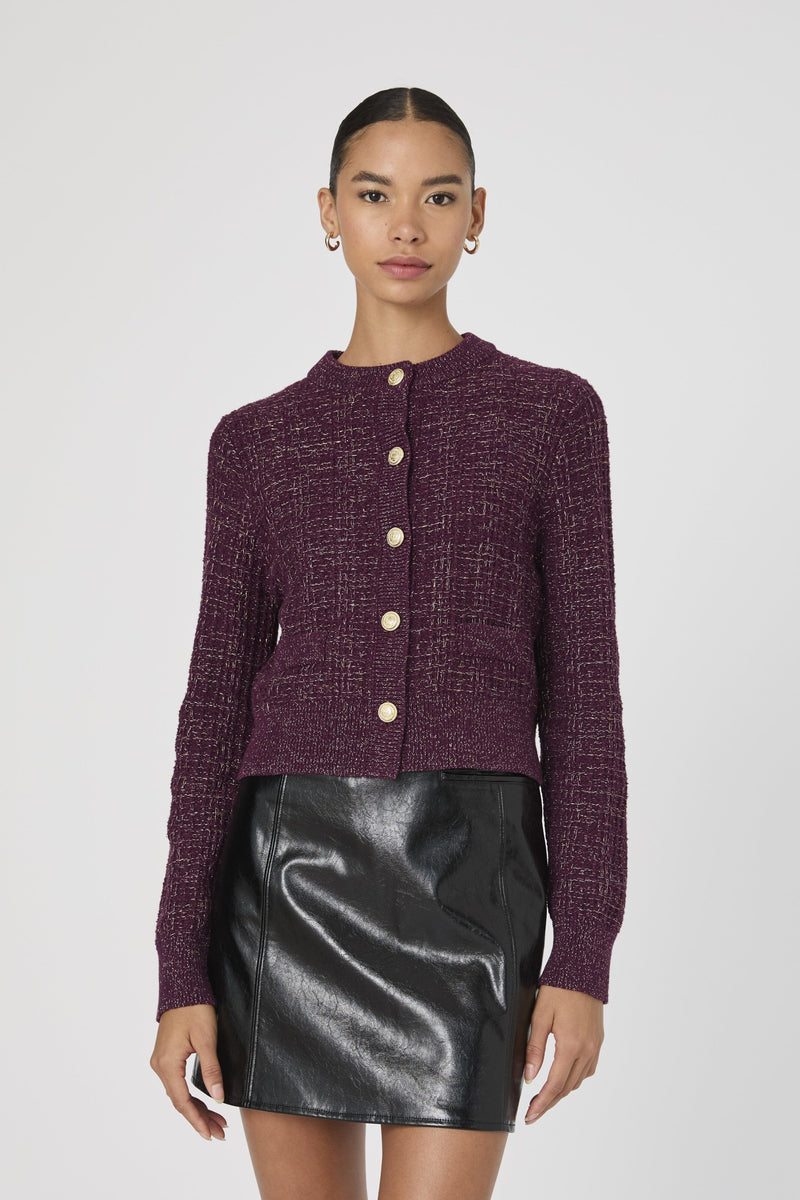 Lurex Tweed Knit Cardigan-Sweaters-Uniquities