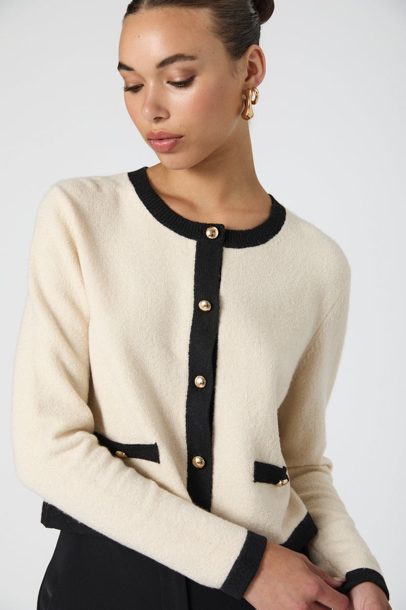 Vhari Contrast Cardigan-Sweaters-Uniquities